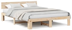 Estrado de Cama com Cabeceira 140x200 cm Madeira de Pinho Maciça