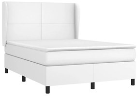 Cama com molas/colchão 140x200 cm couro artificial branco