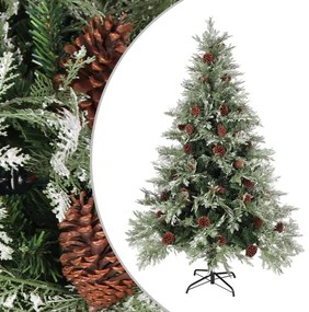 Árvore de Natal com pinhas 150 cm PVC e PE verde e branco