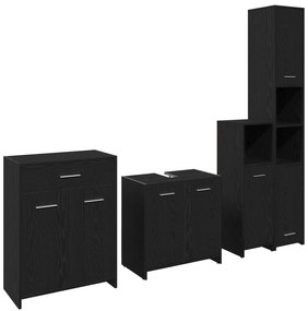 Conjunto de Móveis de Casa de Banho vidaXL 4 Peças Carvalho Preto Made