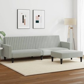 2 pcs conjunto de sofás veludo cinzento-claro