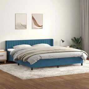 vidaXL Cama com molas colchão 200x210 cm veludo azul-escuro