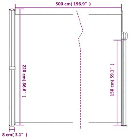 Toldo lateral retrátil 220x500 cm bege