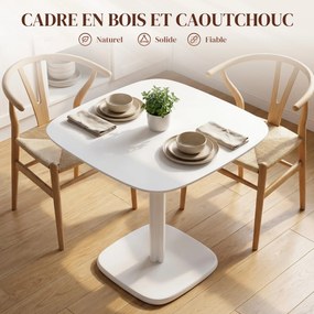 Mesa de jantar para 4 pessoas 70 x 70 cm (CADEIRAS NÃO INCLUIDAS), mesa de cozinha quadrada de estilo moderno com tampo com aspeto de madeira, branca
