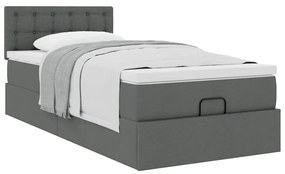 Estrutura cama otomana colchão 80x200 cm tecido cinzento escuro