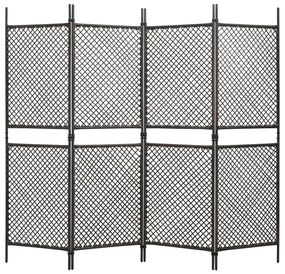 vidaXL Divisória de quarto com 4 painéis 240x200 cm vime PE castanho