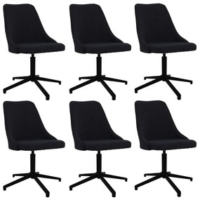vidaXL Cadeiras de jantar giratórias 6 pcs tecido preto