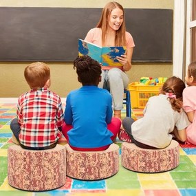 Conjunto de 3 bancos em forma de tronco de árvore para crianças Almofadas de chão com diferentes alturas para salas de aula ou creche Cor 1