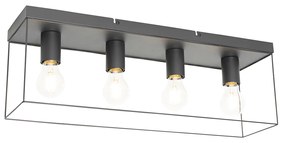Candeeiro de teto minimalista preto 4 luzes - Kodi Moderno