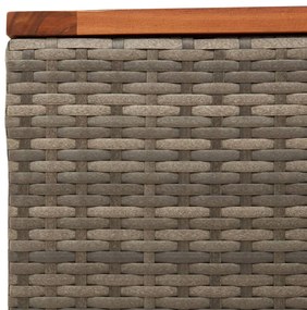 Mesa de jardim 55x55x37 cm vime PE e madeira de acácia cinzento