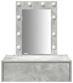 Mesa de Maquiagem Suspensa com Luzes LED Cinza Concreto