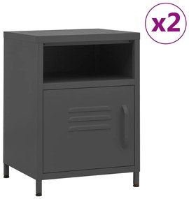 vidaXL Mesas de cabeceira 2 pcs 35x35x51 cm aço antracite
