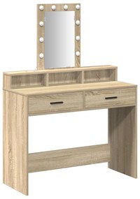 Mesa de Maquiagem vidaXL com Luzes LED Carvalho Sonoma 100x41x140 cm