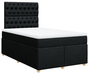 Cama com molas/colchão 120x200 cm tecido preto
