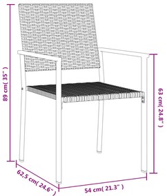 3 pcs conjunto de jantar p/ jardim vime PE e aço