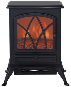 HOMCOM Lareira Elétrica Portátil Lareira Elétrica com Efeito de Chama Realista Potência 1000W/2000W 45x28,5x54cm Preto | Aosom Portugal