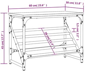 Sapateira 60x30x45 cm derivados de madeira cinzento sonoma