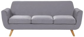 Sofá de 3 lugares em veludo cinzento BERNES Beliani