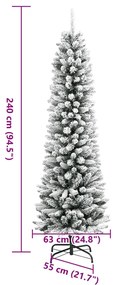 Árvore de Natal artificial fina com neve PVC e PE 240 cm