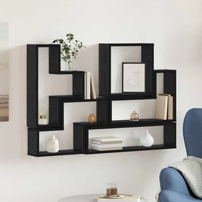 vidaXL Cubo de Parede com prateleira Montado na parede Outros com armazenamento Carvalho preto 96 x 12 x 64 cm