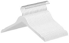 Conjunto de 20 cabides em madeira maciça 44 x 23,5 cm branco