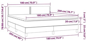 Cama box spring c/ colchão/LED 180x200cm couro artificial preto