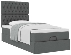 Cama otomana com colchão 90x200 cm tecido cinzento escuro