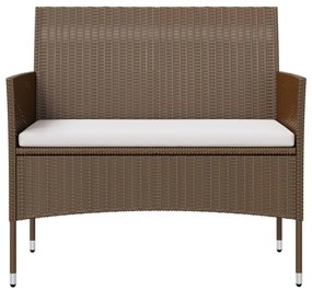 8 pcs conjunto lounge jardim c/ almofadões vime PE castanho