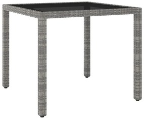 vidaXL Mesa de jardim 90x90x75 cm vime PE cinzento