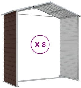 Abrigo de jardim 191x725x198 cm aço galvanizado castanho