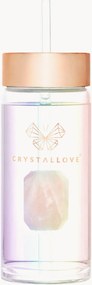 Garrafa de água com palhinha em quartzo rosa Hologram Crystallove