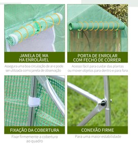 Estufa Tipo Túnel 450x300x200 cm Estufa de Jardim com Porta e 6 Janela