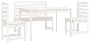 4 pcs conj. de jantar p/ jardim madeira de pinho maciça branco