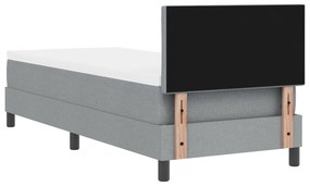 Cama Box Spring com Colchão Cinza Claro 80x200 cm Têxtil