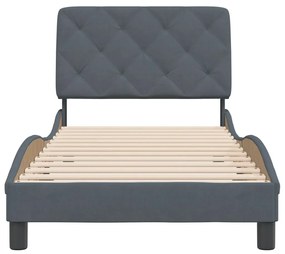 Estrutura de cama c/ cabeceira 90x190 cm veludo cinzento-escuro