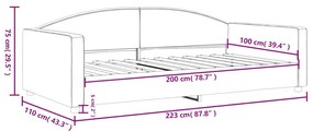 Sofá-cama 100x200 cm tecido cinzento-escuro