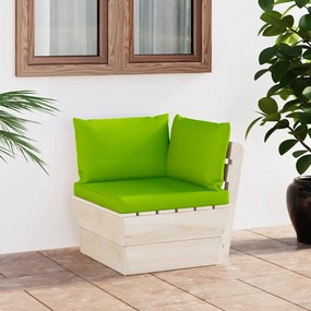 vidaXL Sofá de canto paletes p/ jardim com almofadões abeto impreg.