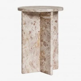 Mesa De Cabeceira Ø35 Cm Em Mármore Mencia Mármore Bege Panther - Sklum