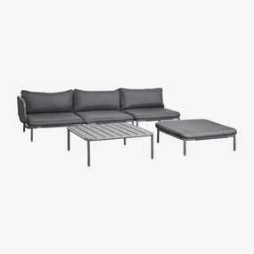 Sofá Modular De Jardim Em Canto De 3 Peças, Puff E Mesa De Centro Roubly Cinza Grafito - Sklum