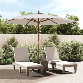 vidaXL Guarda-sol de jardim com poste de madeira 299x240 cm cor areia