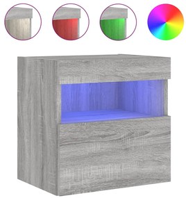 Móveis de parede para TV com luzes LED 2 pcs cinzento sonoma