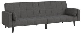 Sofá-cama 2 lugares com duas almofadas tecido cinzento-escuro