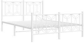 Estrutura de cama com cabeceira e pés 140x200 cm metal branco