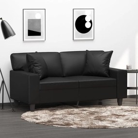 Sofá 2 lugares c/ almofadas/almofadões 120cm couro artif. preto