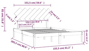 Estrutura de cama king 150x200 cm madeira maciça branco