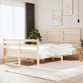 Estrutura de cama dupla 4FT6 135x190 cm madeira de pinho maciça