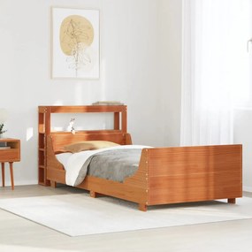 Cama sem colchão 100x200 cm pinho maciço castanho-mel