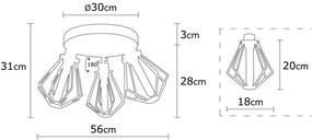Candeeiro de Teto Oylat – Preto e Dourado – Diâmetro 56 cm