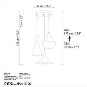 Candeeiro de Teto Tom – Azul Claro – Diâmetro 45 cm