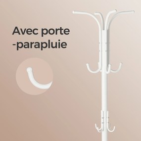 Cabide com porta-guarda-chuvas, 12 ganchos 40 x 40 x 175 cm branco